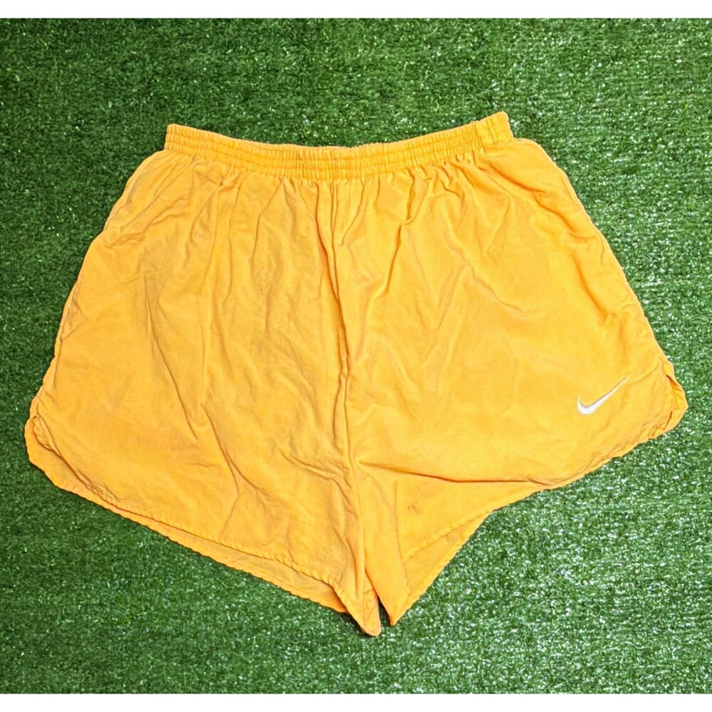 Nike women’s  Orange Mesh Polyester Running Shorts M Elastic Waist Logo